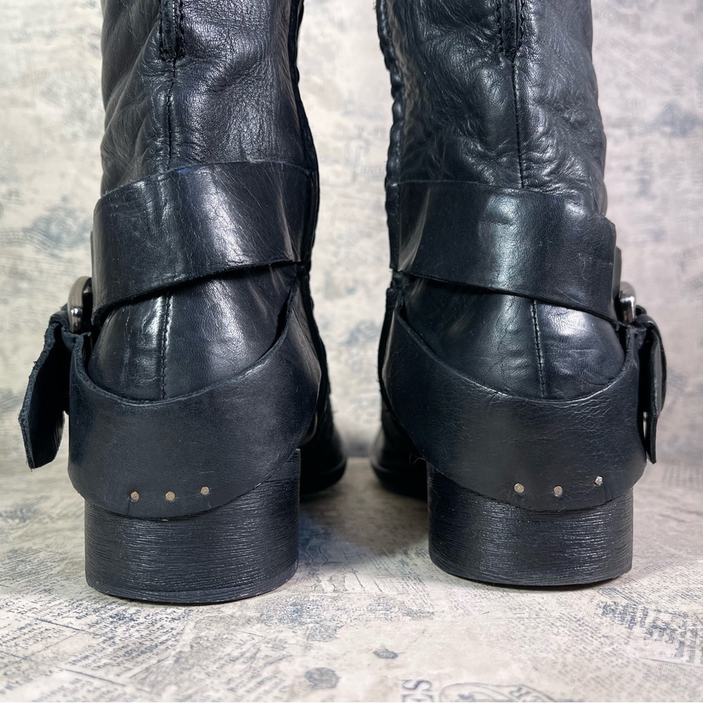 Apepazza ZEBU Black Leather Knit Combat Boots Italian Designer Size 7.5 - Picture 7 of 13